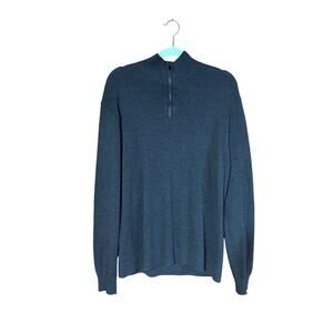 Perry Ellis Men’s 3/4 Zip Pullover Sweater, Blue, Size L, EUC